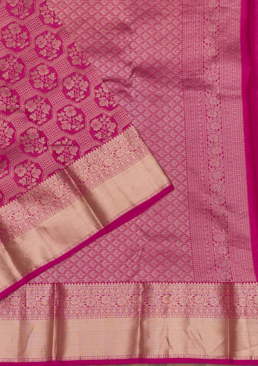 Rani Pink Zariwork Pure Silk Saree