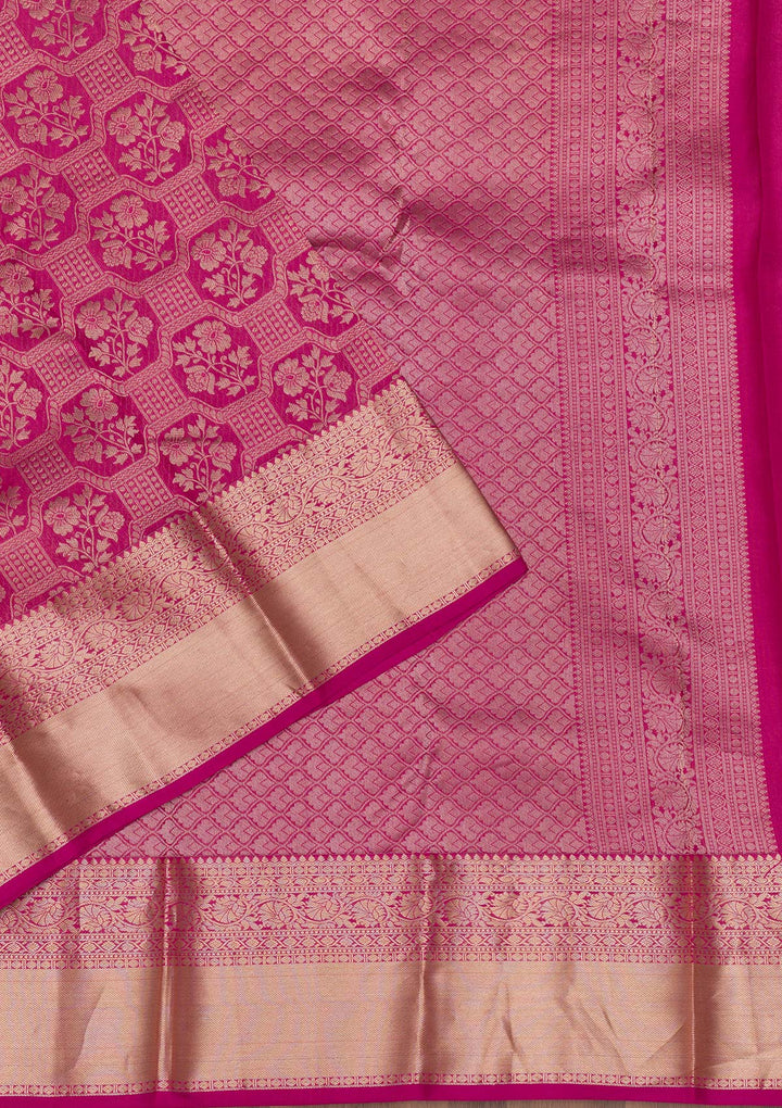 Rani Pink Zariwork Pure Silk Saree