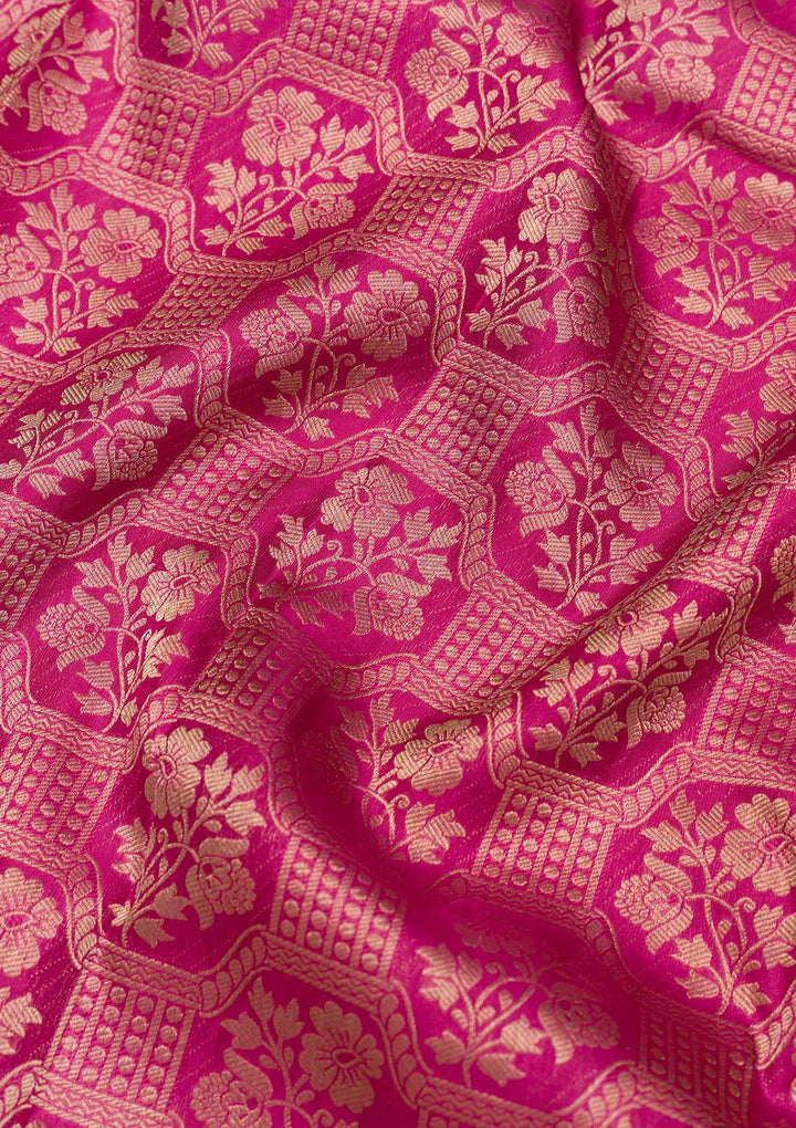 Rani Pink Zariwork Pure Silk Saree