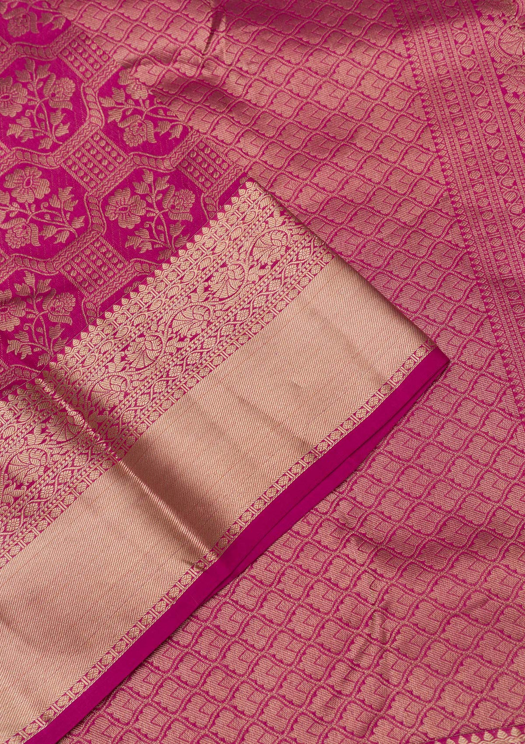 Rani Pink Zariwork Pure Silk Saree