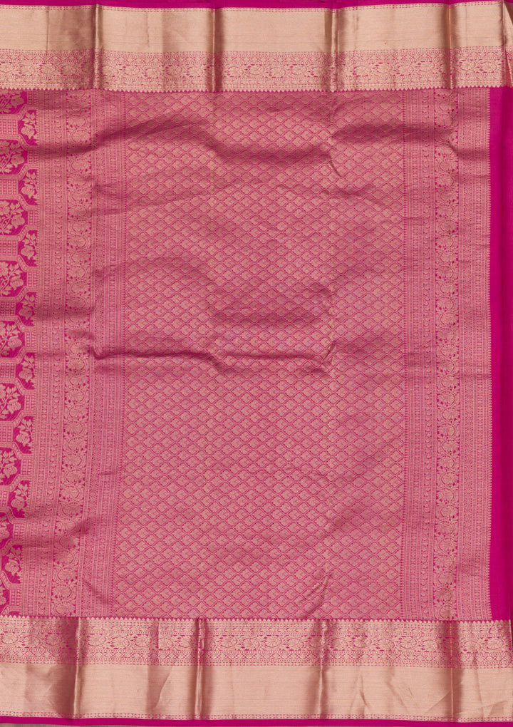 Rani Pink Zariwork Pure Silk Saree