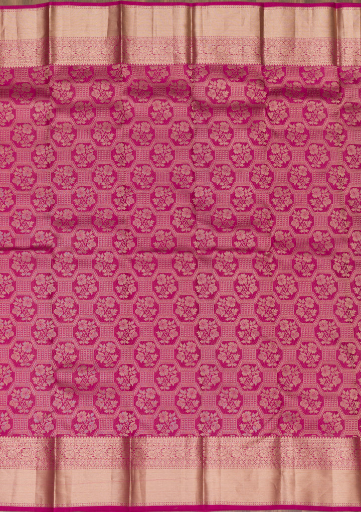 Rani Pink Zariwork Pure Silk Saree