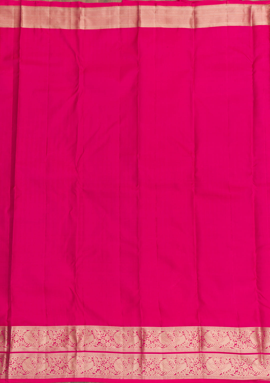 Rani Pink Pure Silk Jaal Silver Zariwork Saree With Matching Blouse Piece