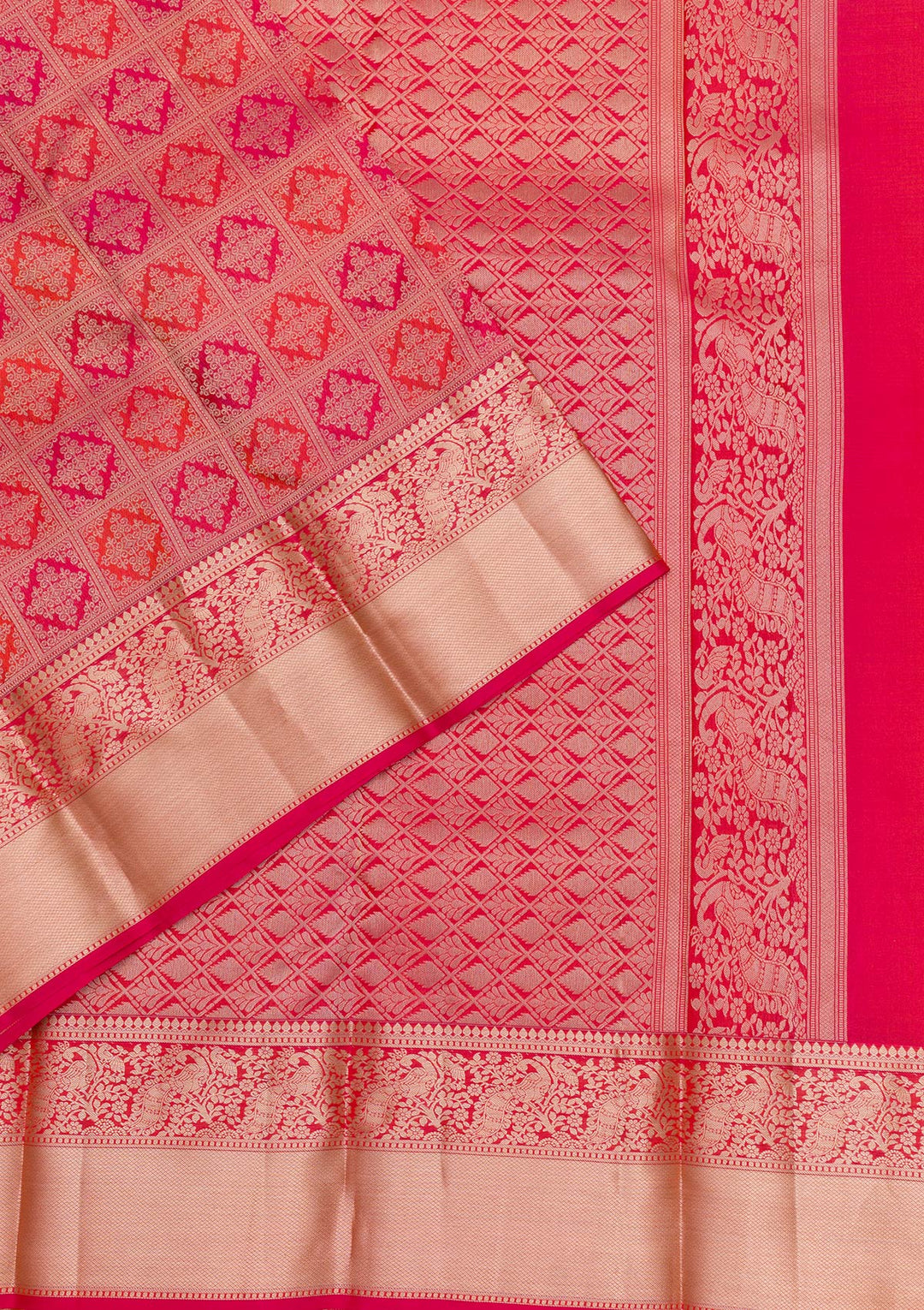 Rani Pink Zariwork Kanjivaram Pure Silk Saree