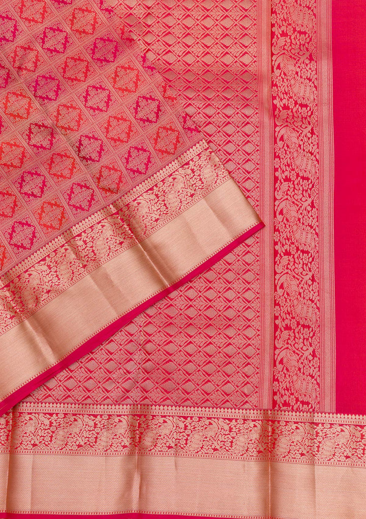 Rani Pink Zariwork Kanjivaram Pure Silk Saree