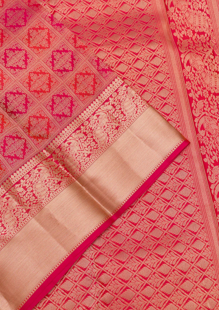 Rani Pink Zariwork Kanjivaram Pure Silk Saree