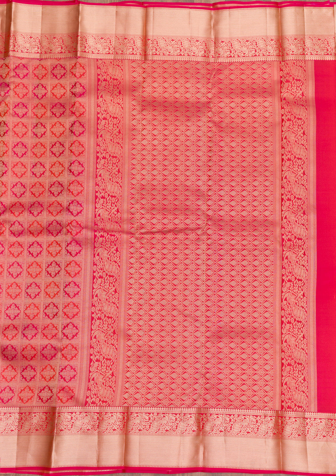 Rani Pink Zariwork Kanjivaram Pure Silk Saree