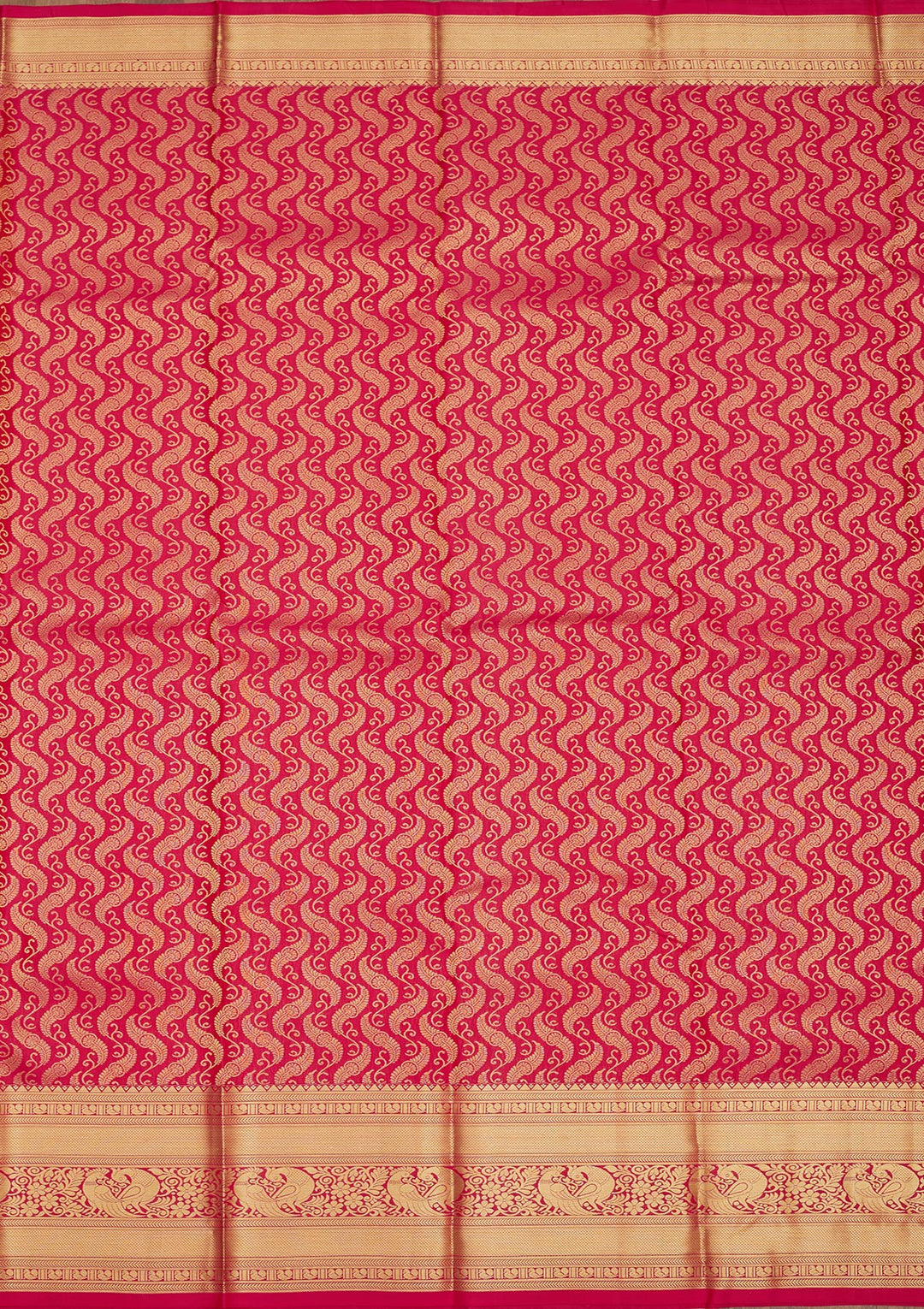 Rani Pink Silk Jaal Gold Zariwork Saree With Matching Blouse Piece