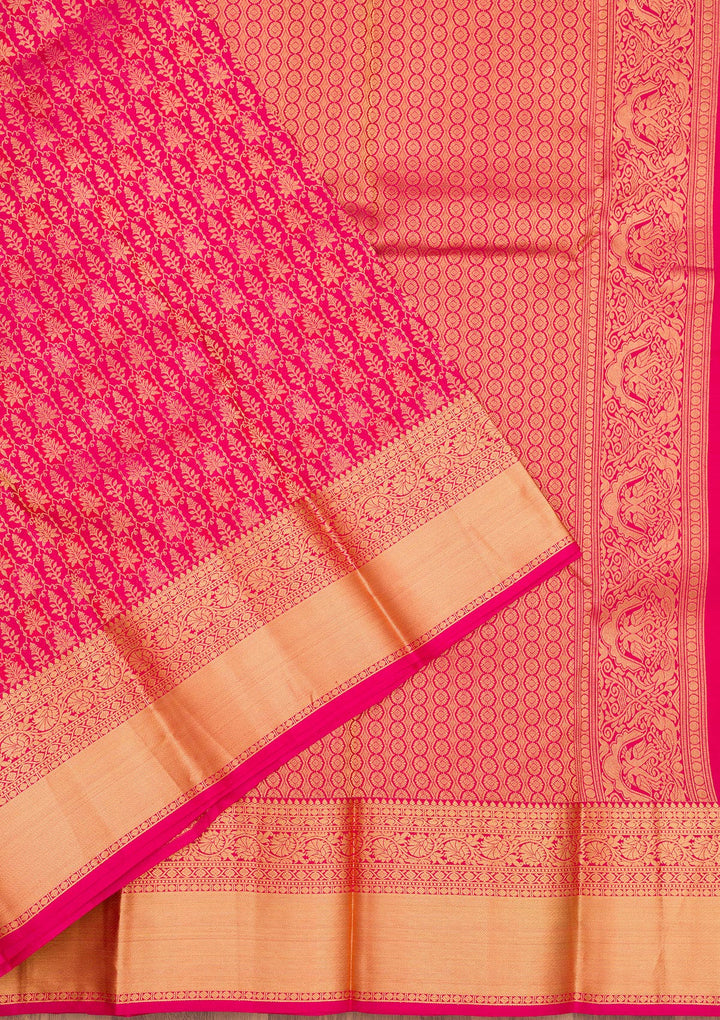 Rani Pink Zariwork Pure Silk Saree