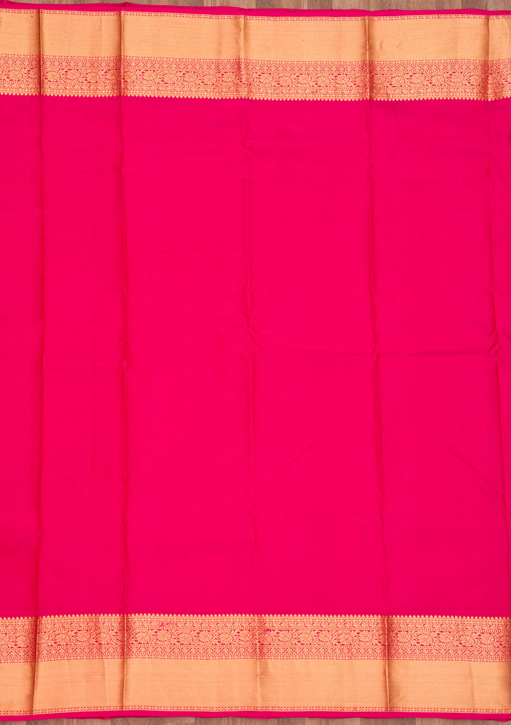 Rani Pink Zariwork Pure Silk Saree