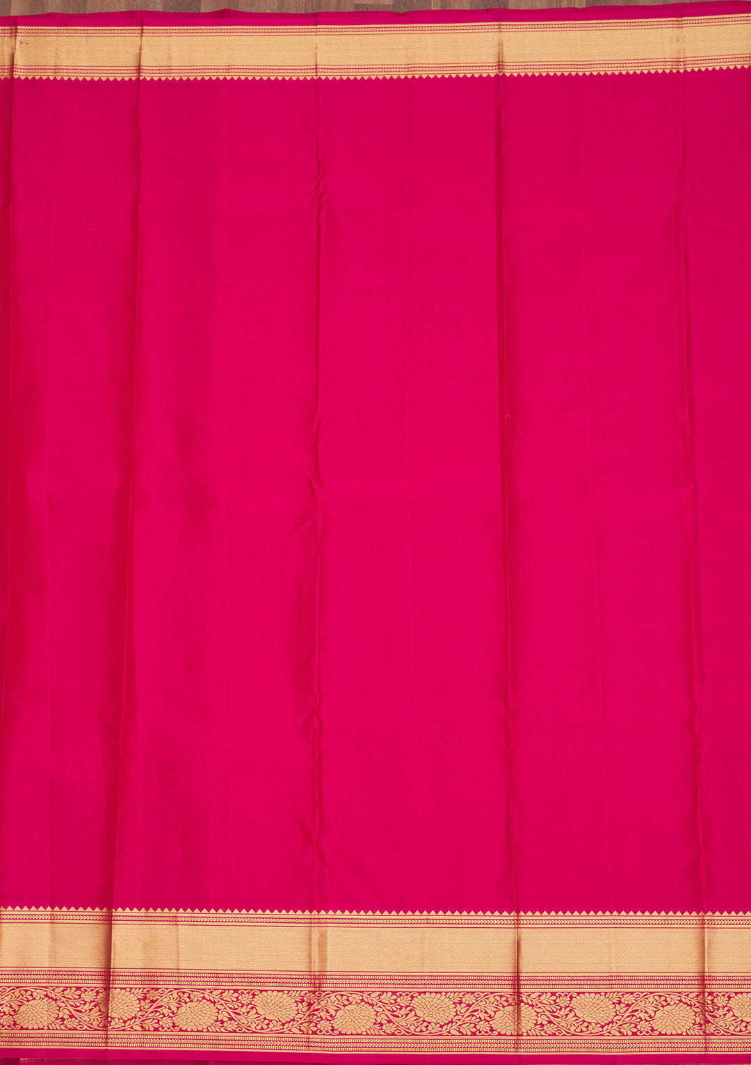 Rani Pink Silk Jaal Gold Zariwork Saree With Matching Blouse Piece