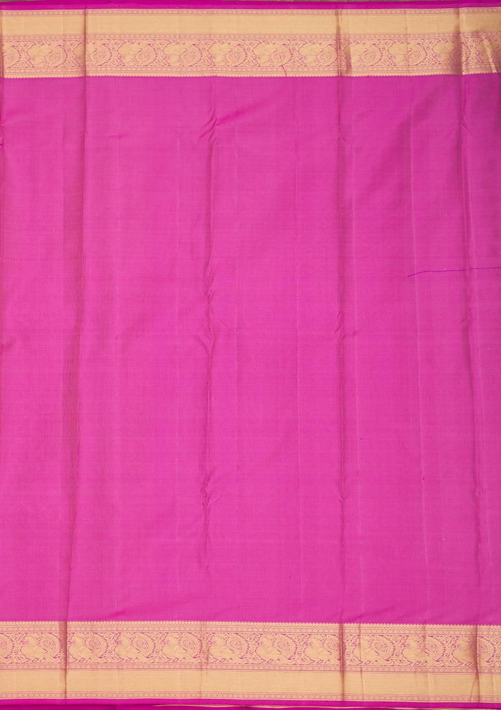 Rani Pink Silk Jaal Gold Zariwork Saree With Matching Blouse Piece