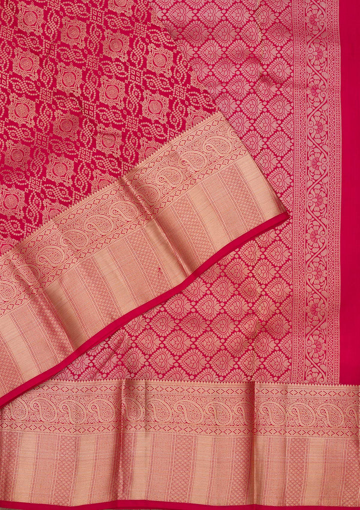Rani Pink Zariwork Pure Silk Saree