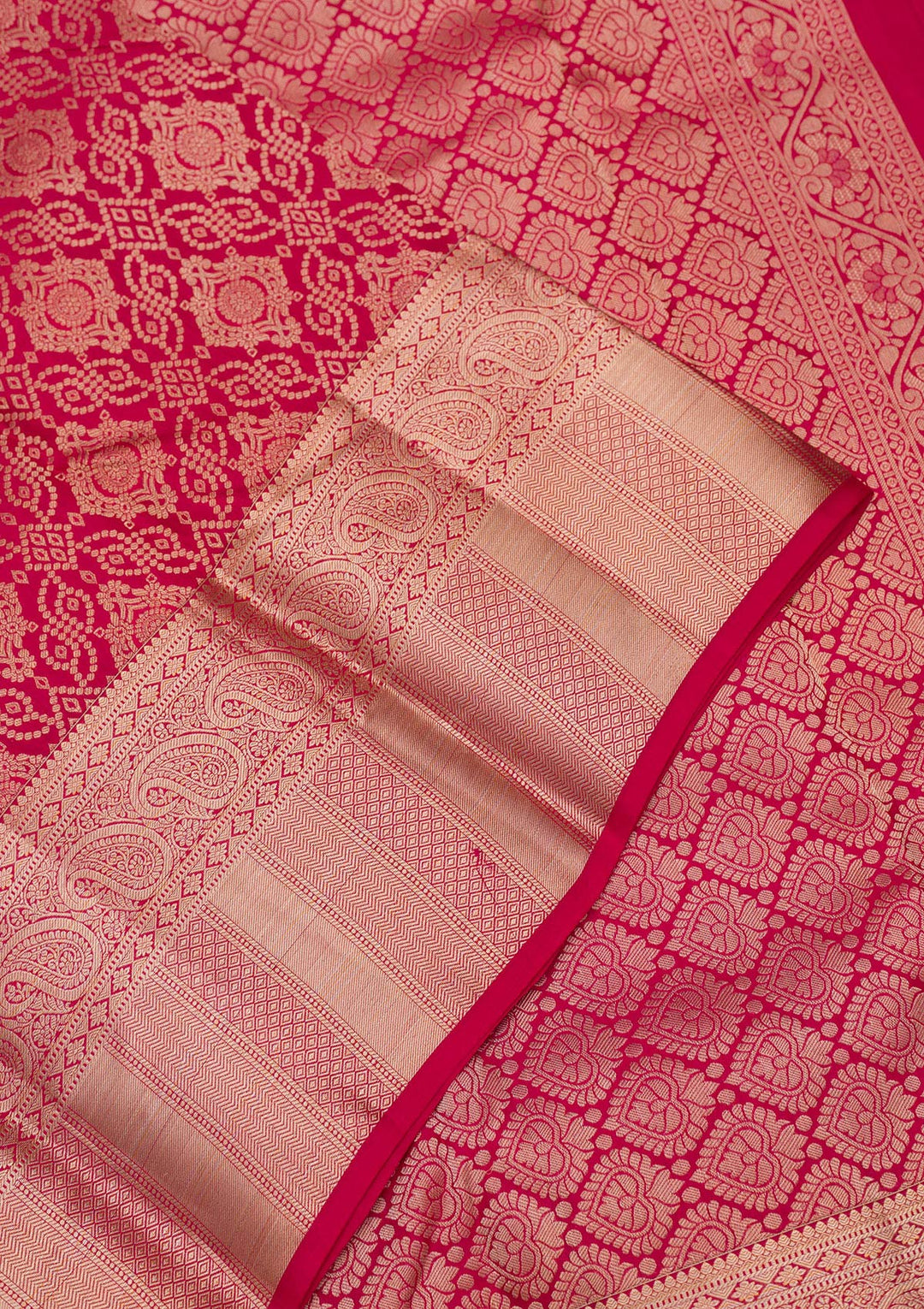Rani Pink Zariwork Pure Silk Saree
