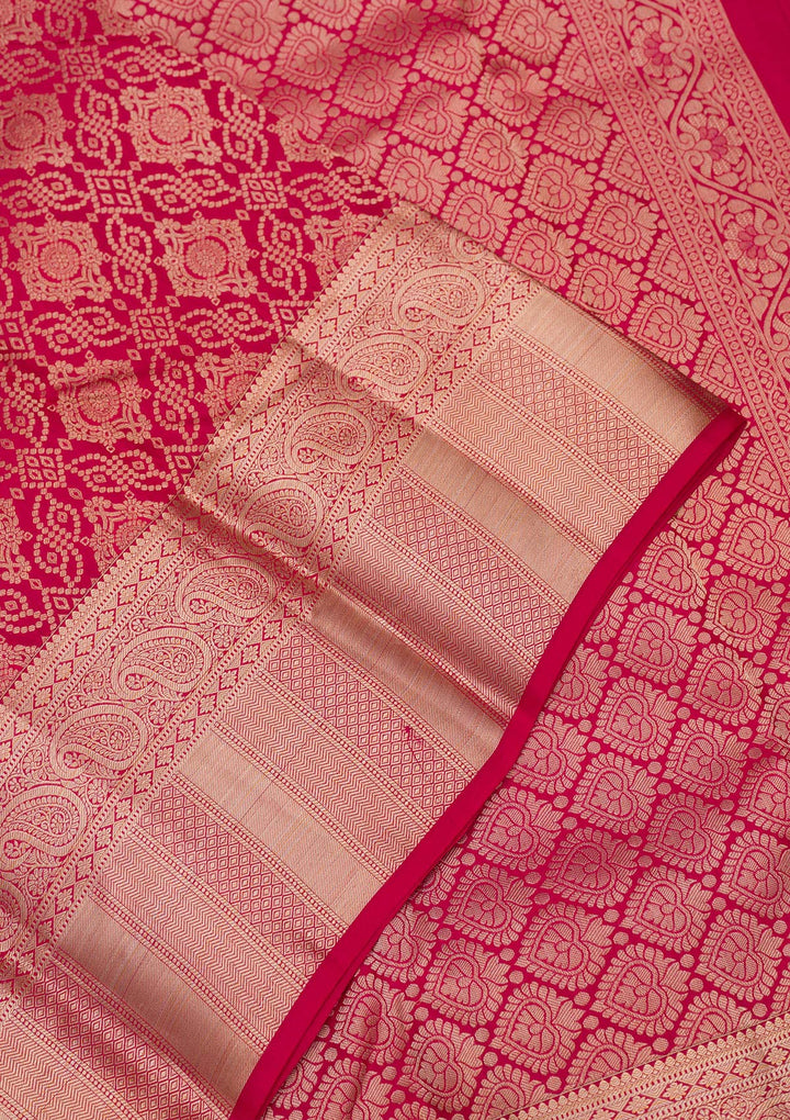 Rani Pink Zariwork Pure Silk Saree