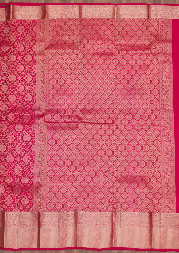 Rani Pink Zariwork Pure Silk Saree