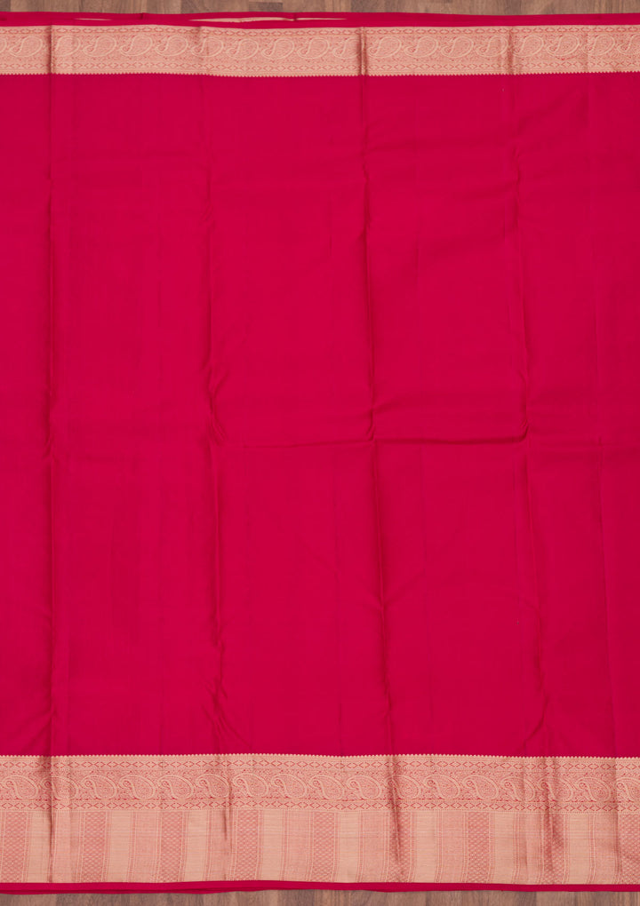 Rani Pink Zariwork Pure Silk Saree