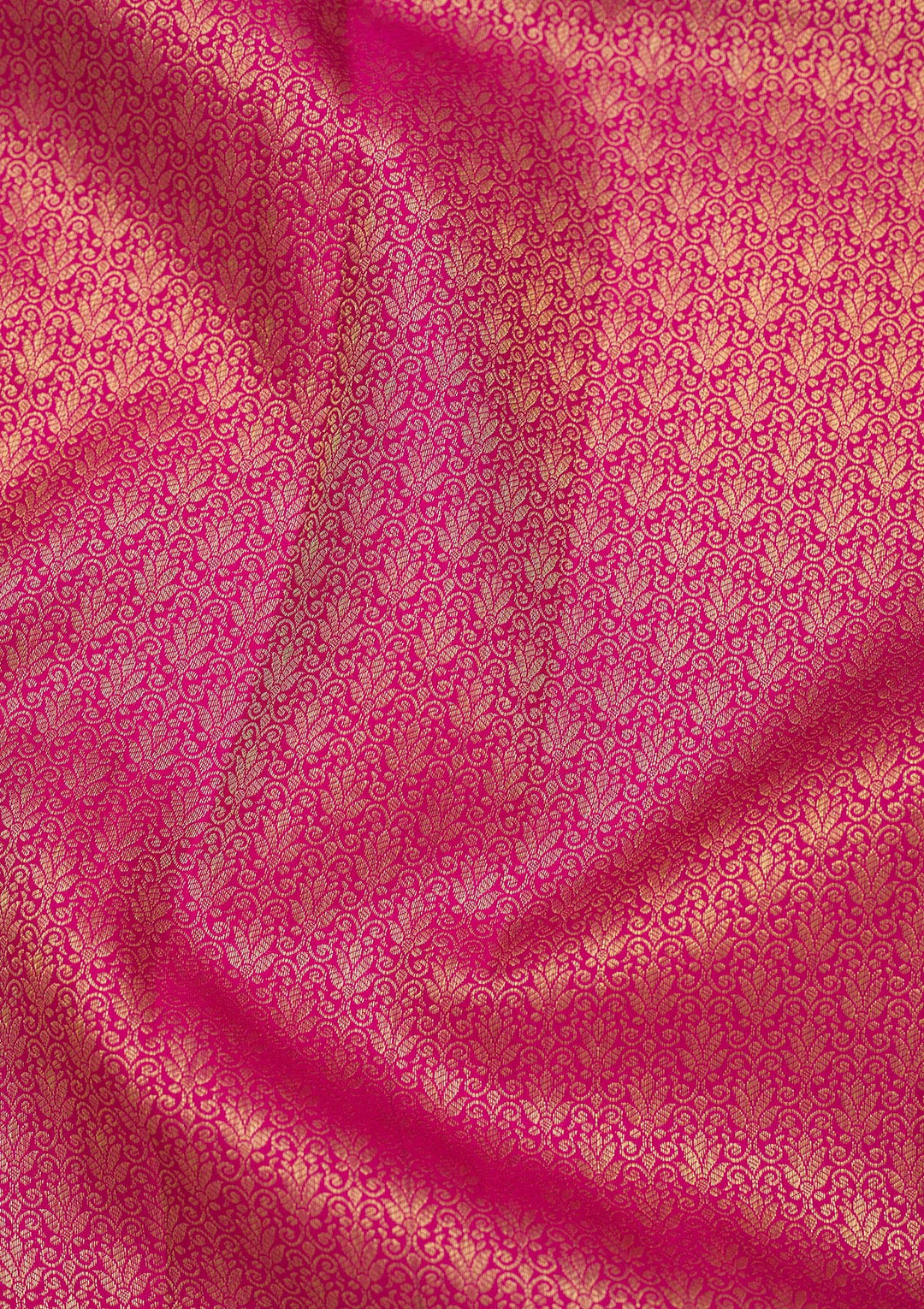 Rani Pink Silk Jaal Gold Zariwork Saree With Matching Blouse Piece
