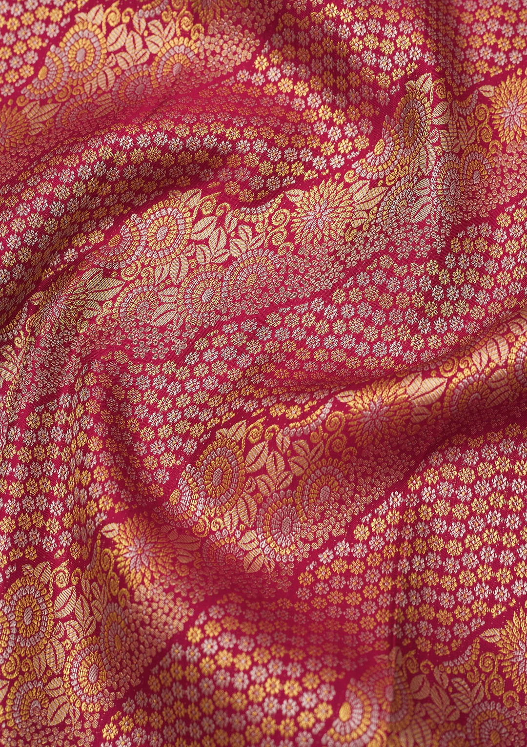 Rani Pink Silk Jaal Gold Zariwork Saree With Matching Blouse Piece