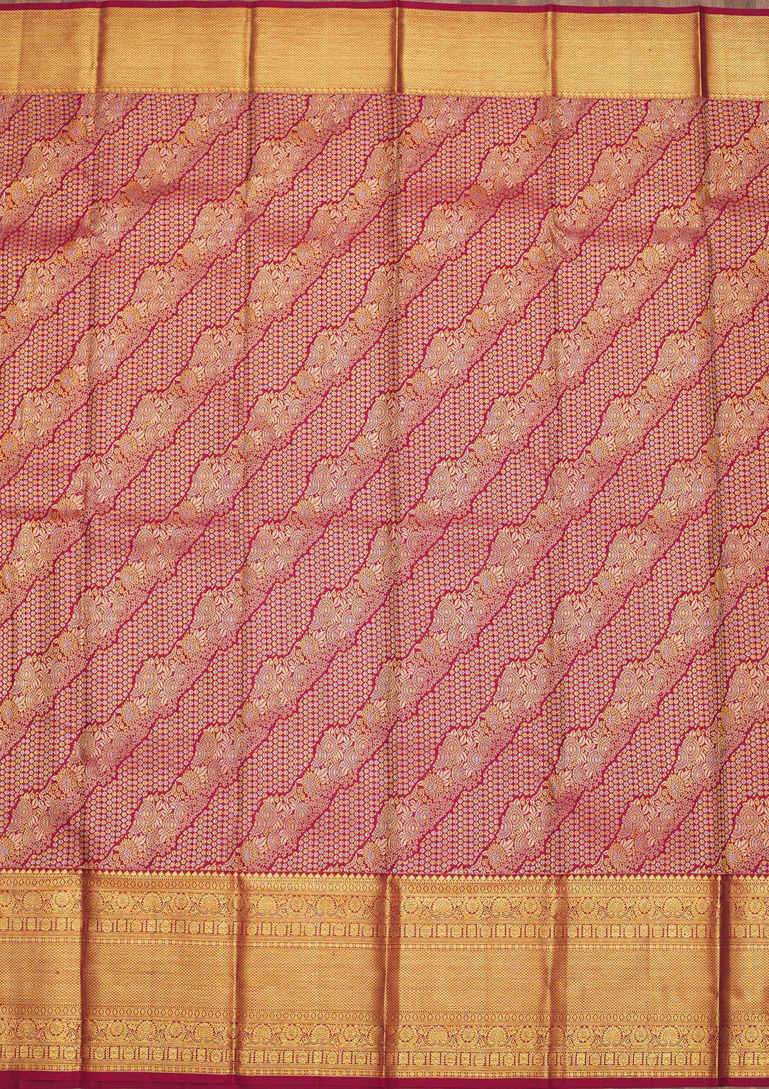 Rani Pink Silk Jaal Gold Zariwork Saree With Matching Blouse Piece