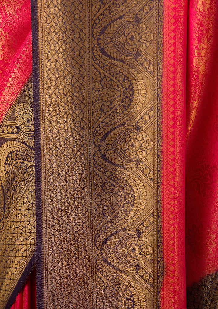 Red Silk Buti Gold Zariwork Saree With Matching Blouse Piece