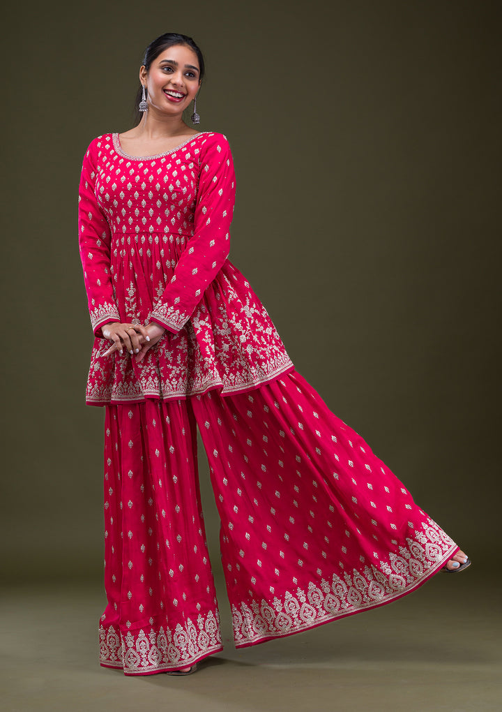 Red Zariwork Georgette Readymade Salwar Suit