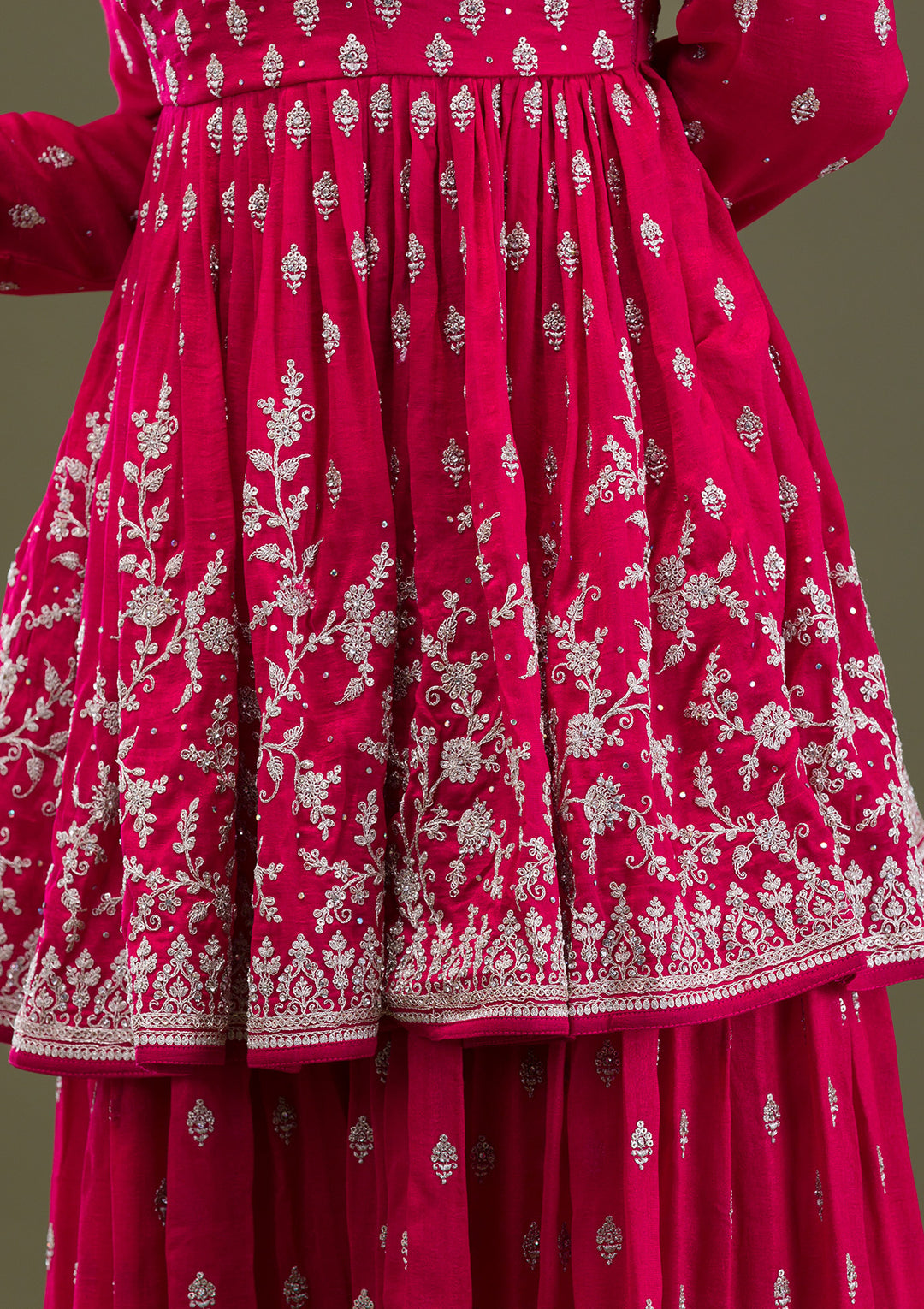 Red Zariwork Georgette Readymade Salwar Suit