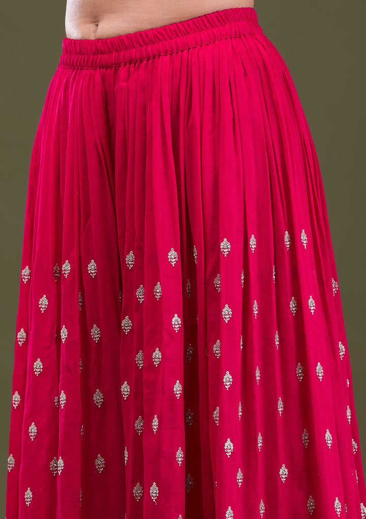 Red Zariwork Georgette Readymade Salwar Suit