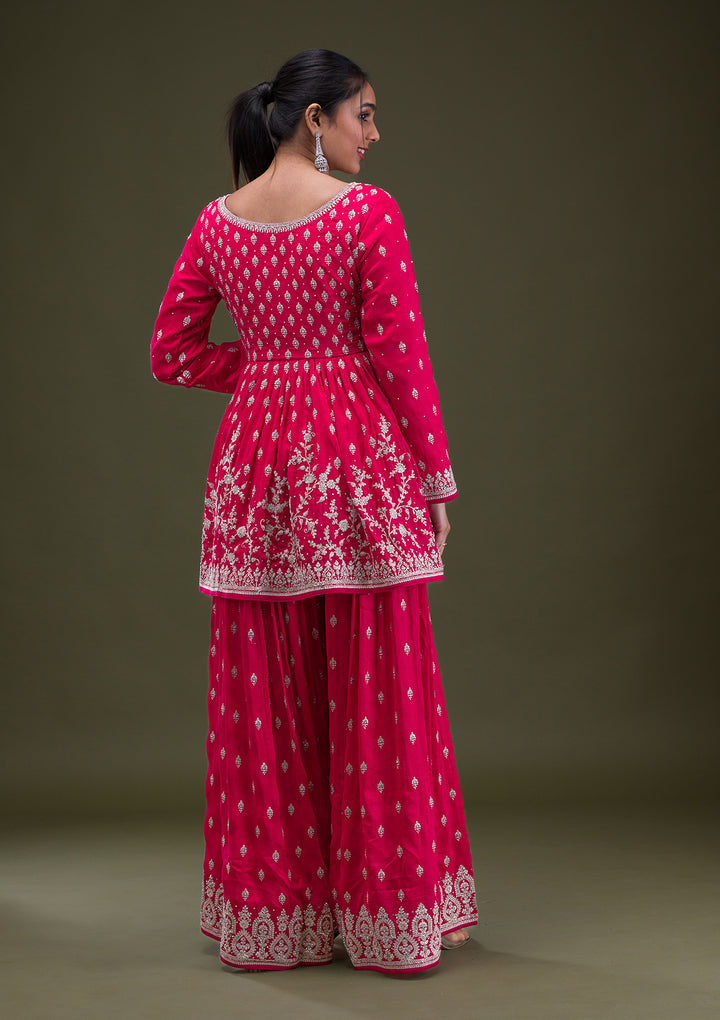 Red Zariwork Georgette Readymade Salwar Suit