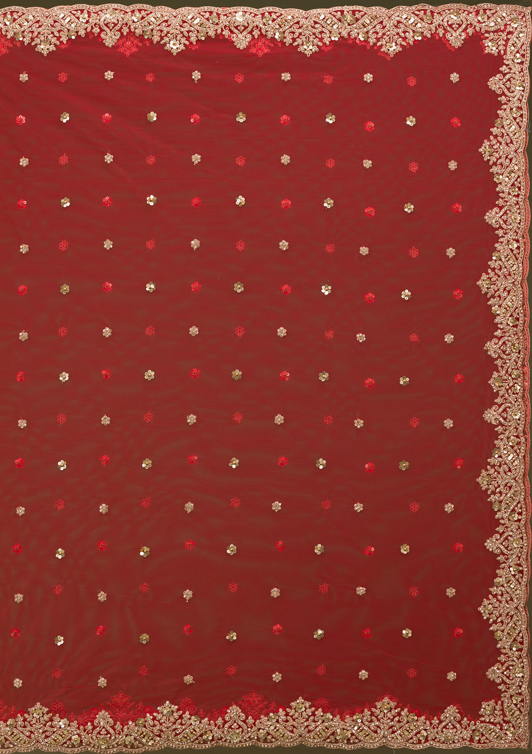 Red Zariwork Net Readymade Lehenga