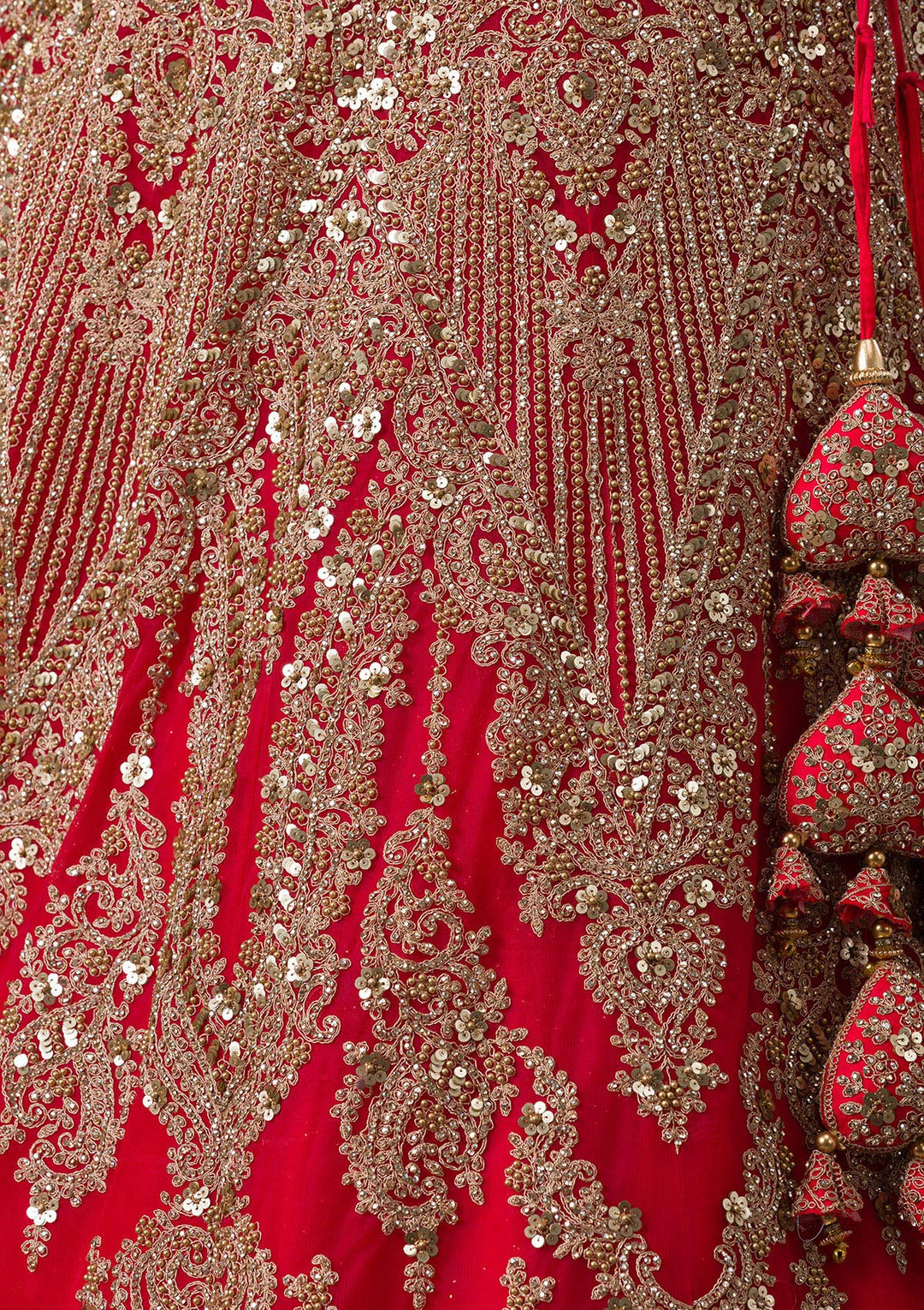 Red Zariwork Net Readymade Lehenga