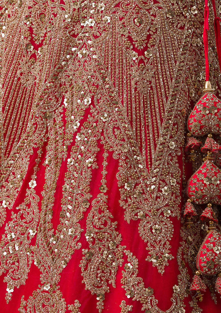 Red Zariwork Net Readymade Lehenga