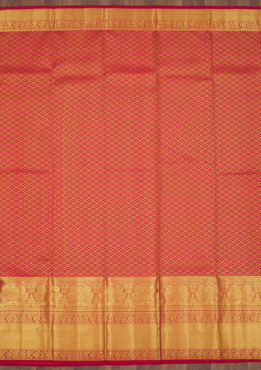 Red Silk Jaal Gold Zariwork Saree With Matching Blouse Piece