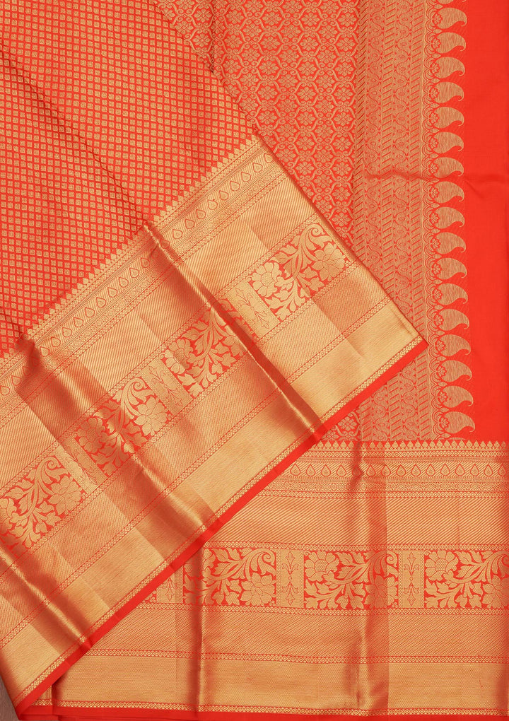Red Silk Jaal Gold Zariwork Saree With Matching Blouse Piece