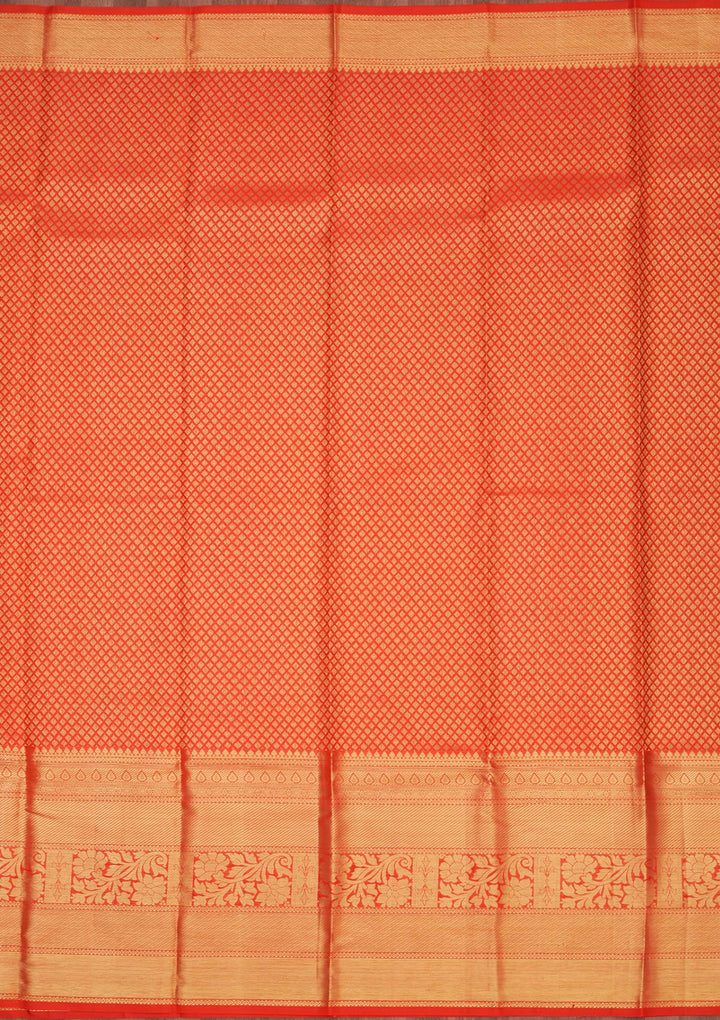 Red Silk Jaal Gold Zariwork Saree With Matching Blouse Piece