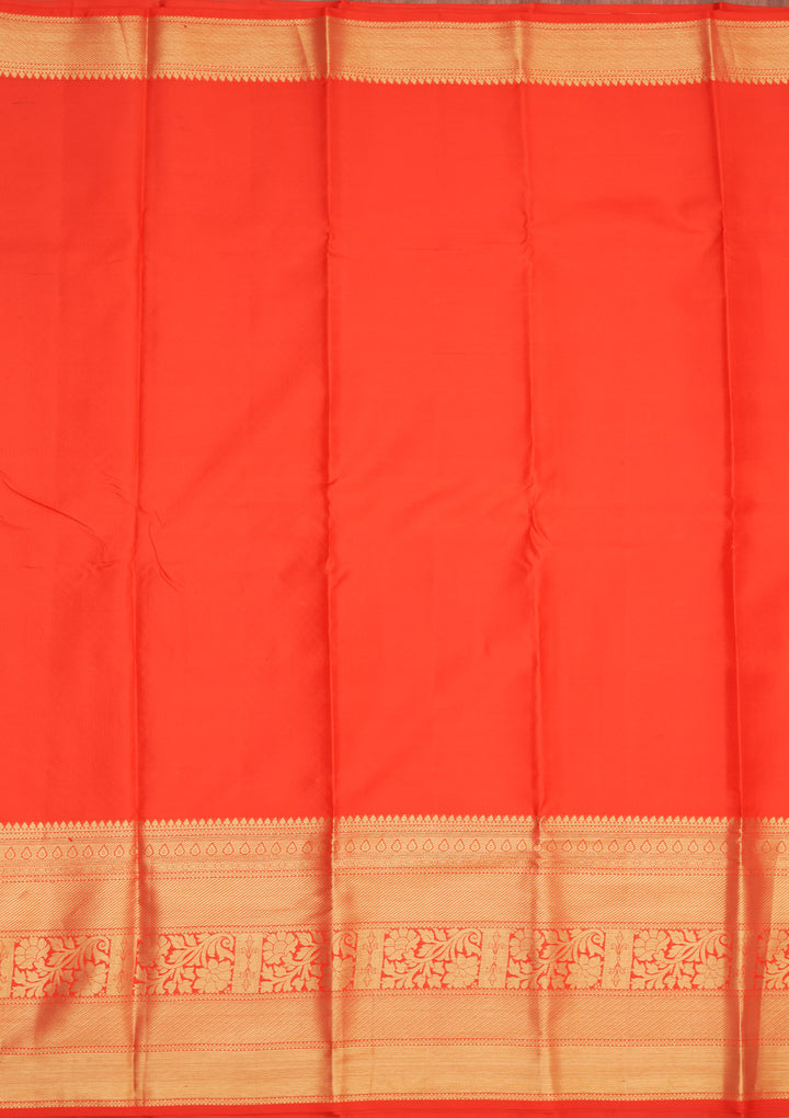 Red Silk Jaal Gold Zariwork Saree With Matching Blouse Piece