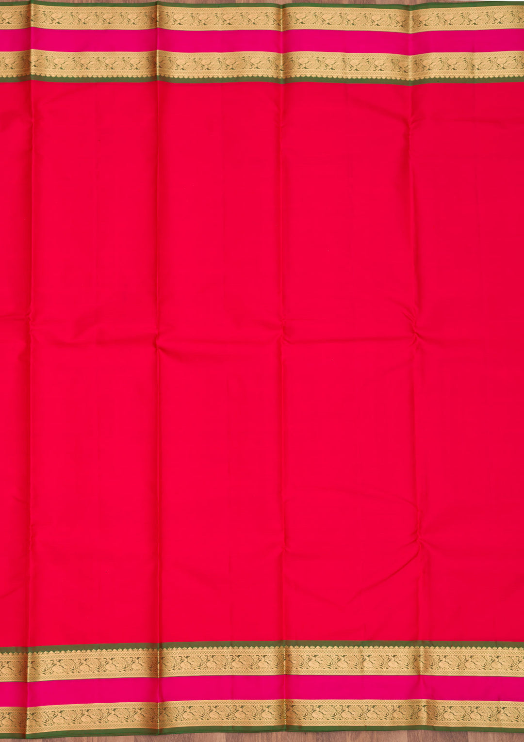 Rani Pink Silk Plain Gold Zariwork Saree With Matching Blouse Piece
