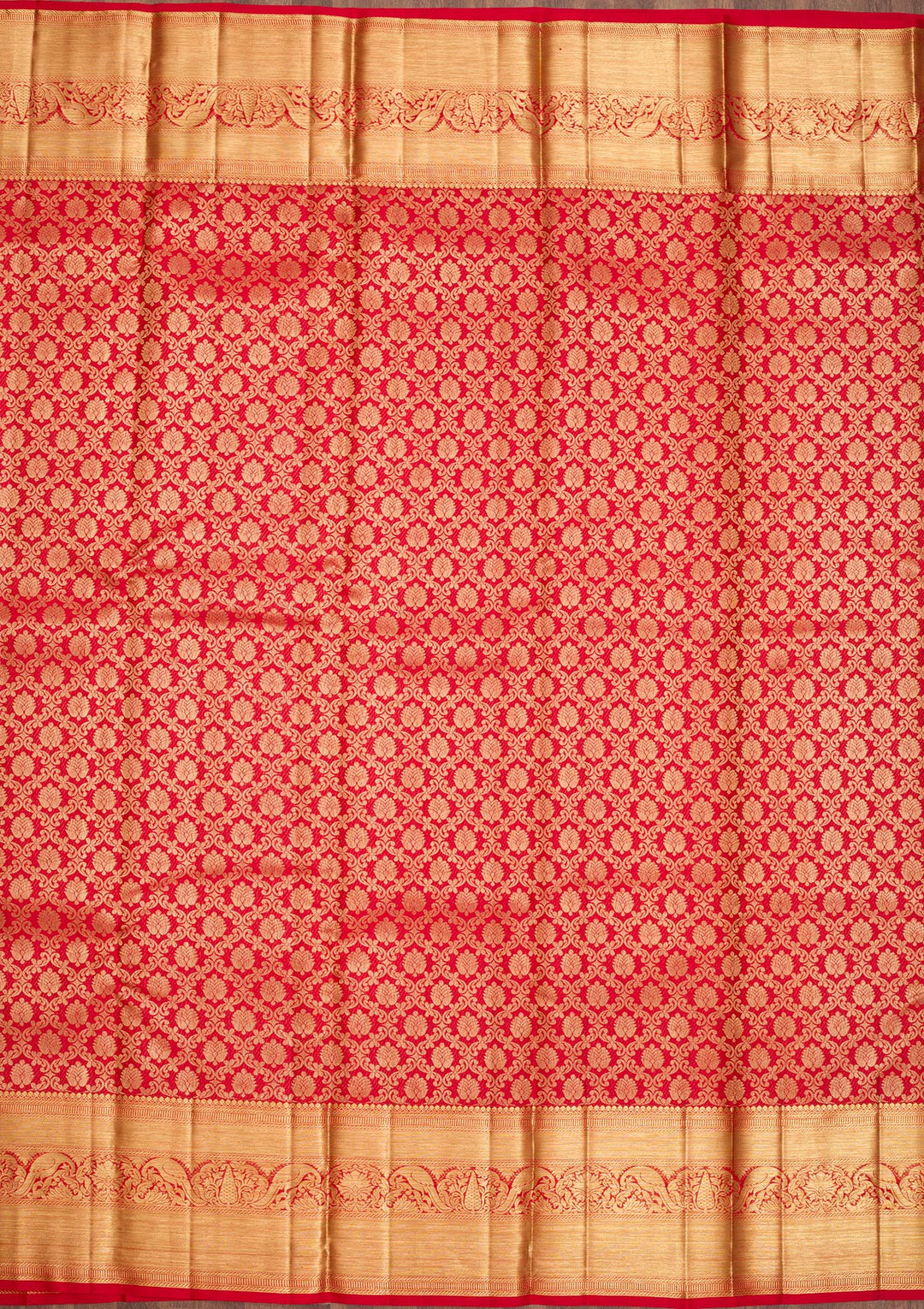 Red Silk Jaal Saree With Matching Blouse Piece