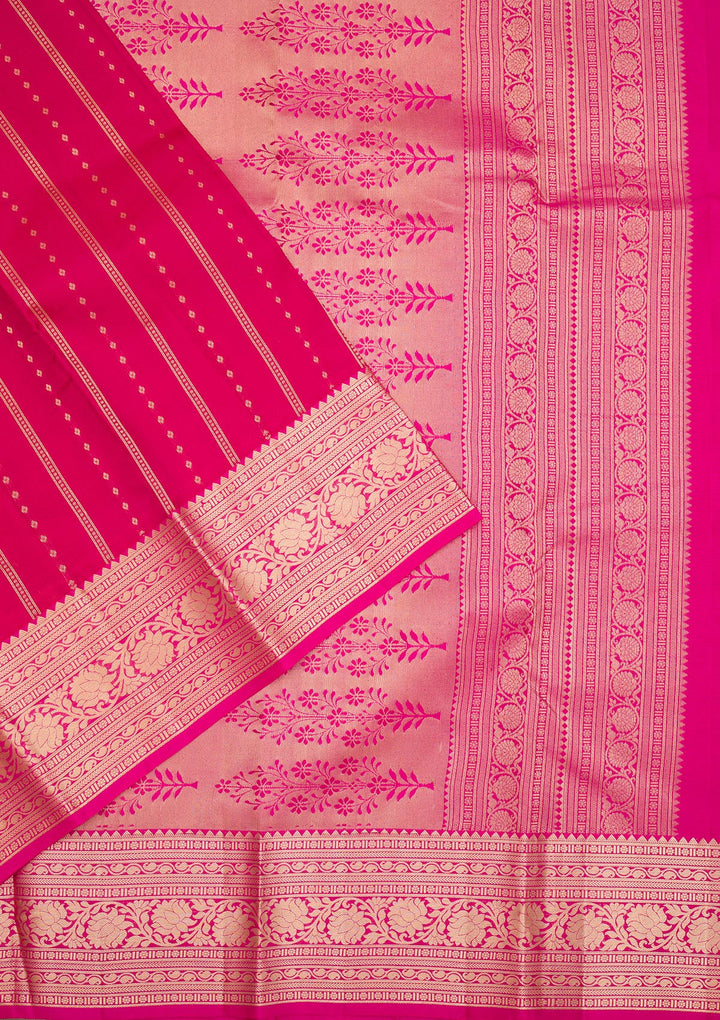 Rani Pink Zariwork (Gold) Pure Silk Saree