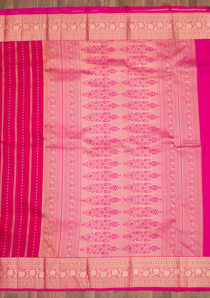 Rani Pink Zariwork (Gold) Pure Silk Saree
