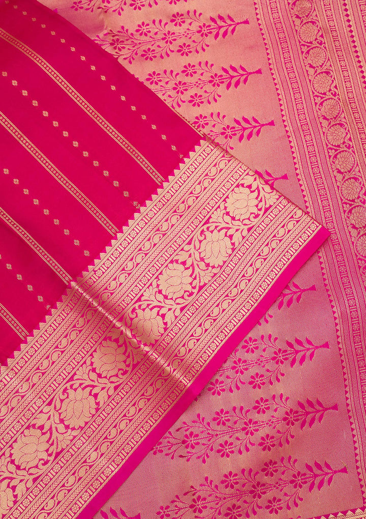 Rani Pink Zariwork (Gold) Pure Silk Saree