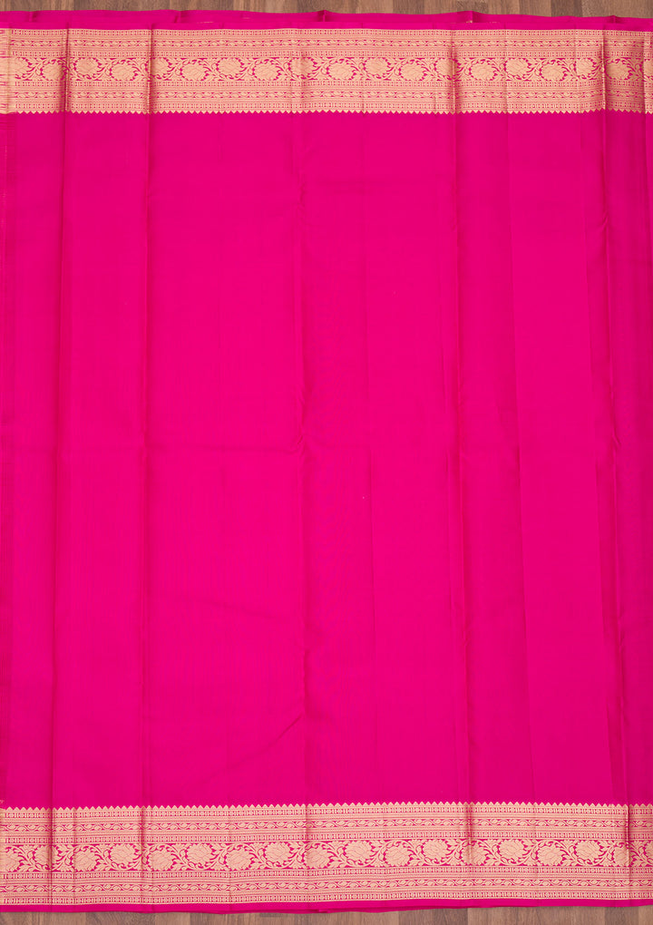 Rani Pink Zariwork (Gold) Pure Silk Saree