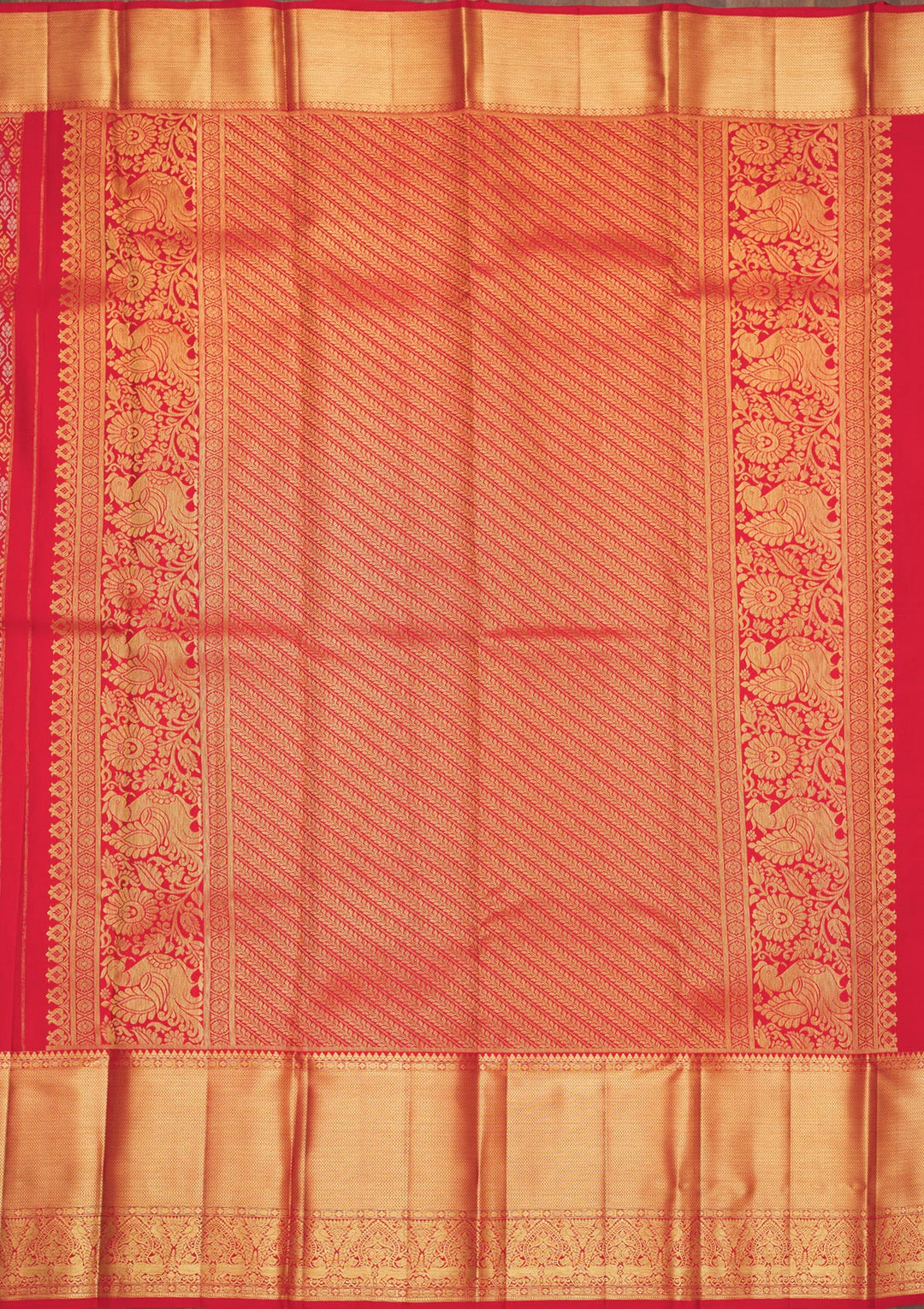 Red Silk Jaal Gold Zariwork Saree With Matching Blouse Piece