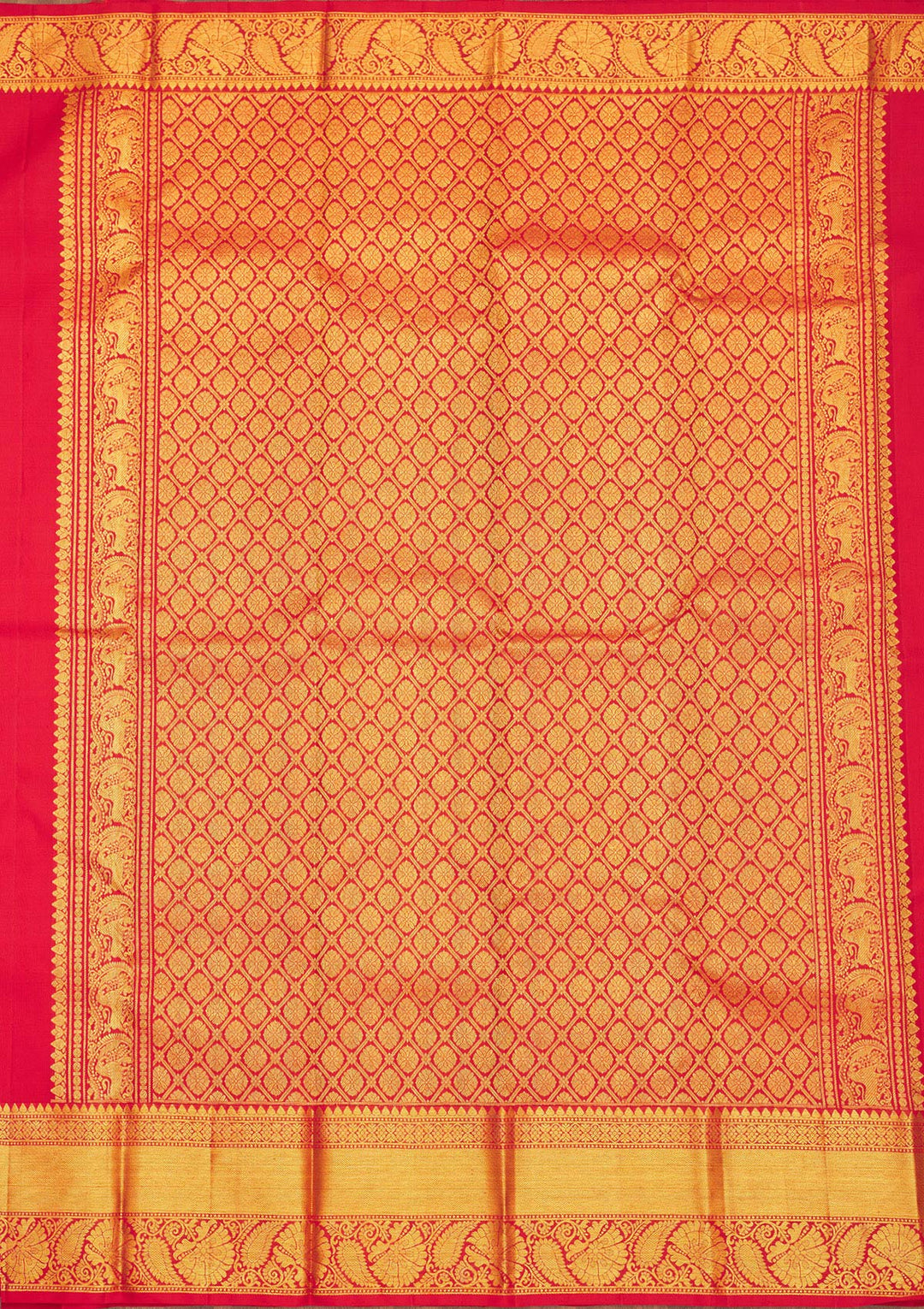 Red Silk Buti Gold Zariwork Saree With Matching Blouse Piece