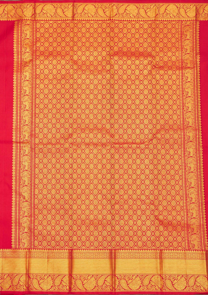 Red Silk Buti Gold Zariwork Saree With Matching Blouse Piece