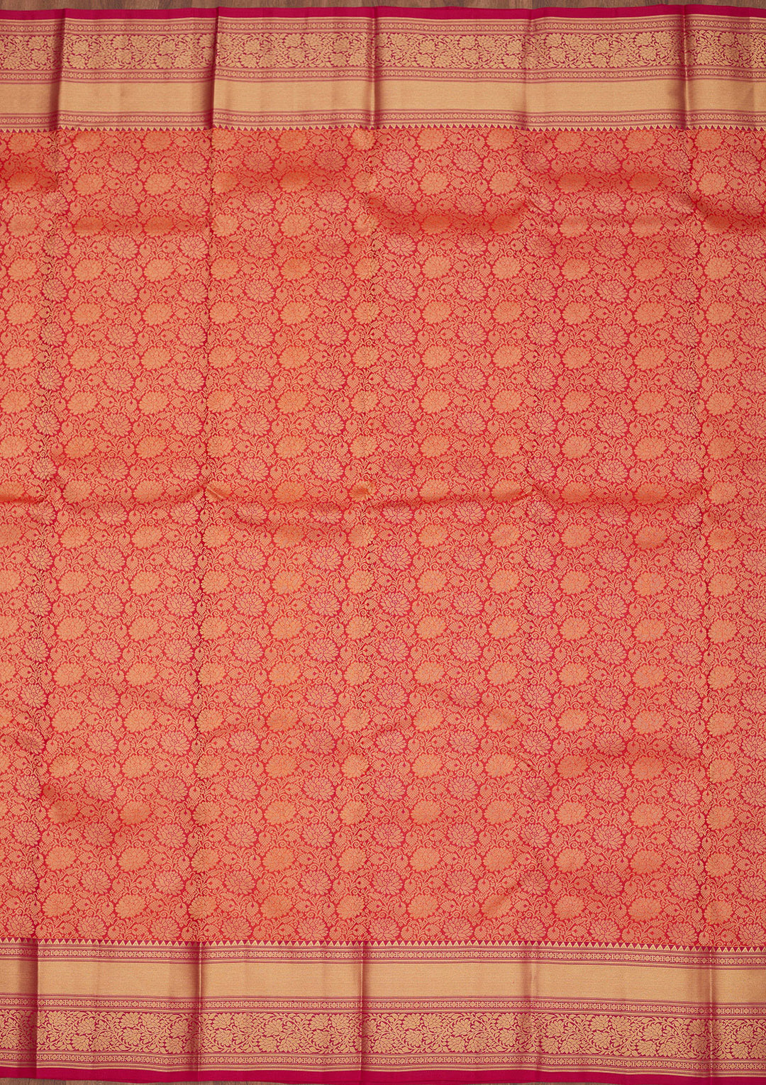 Red Silk Jaal Gold Zariwork Saree With Matching Blouse Piece