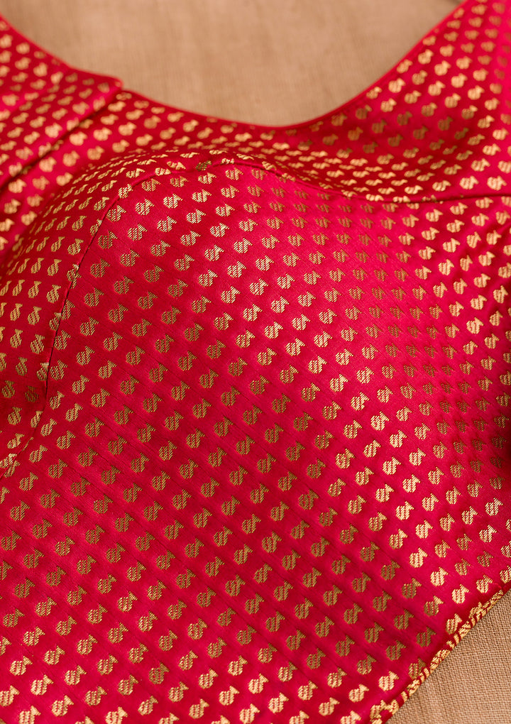 Red Zariwork Raw Silk Blouse