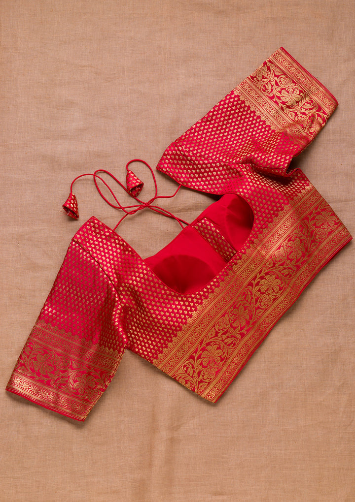 Red Zariwork Raw Silk Blouse