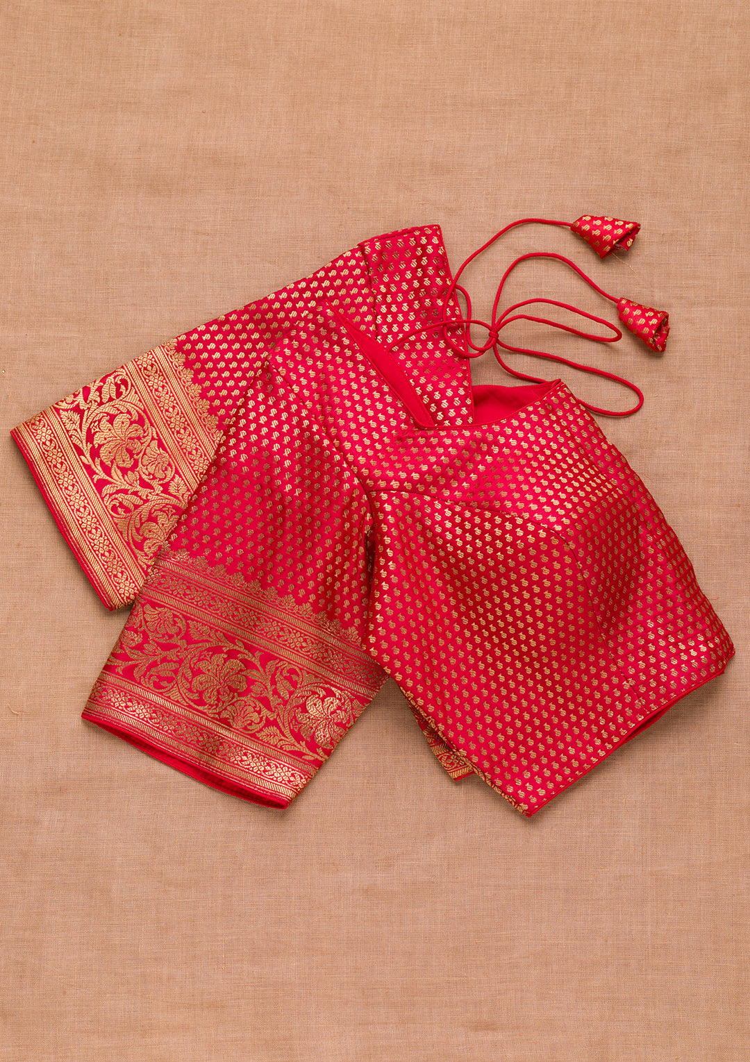 Red Zariwork Raw Silk Blouse