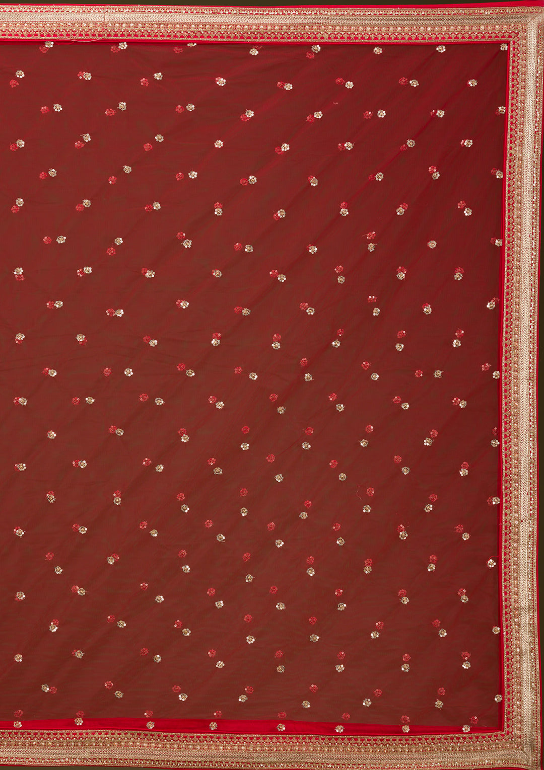 Red Zariwork Raw Silk Readymade Lehenga